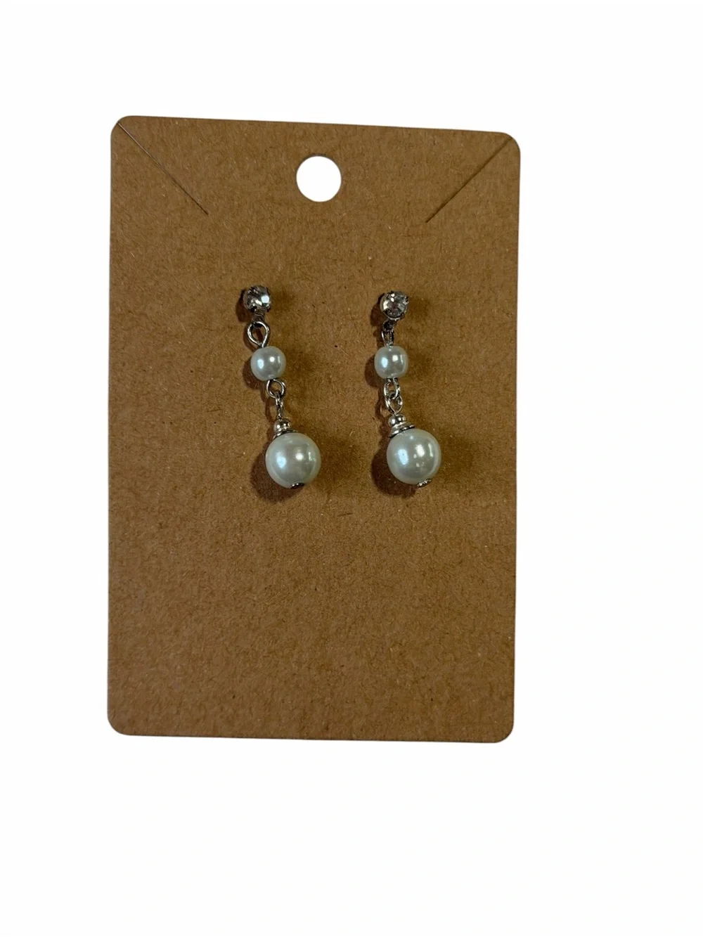 Pearl Drop Dangle Earrings - White Pearls